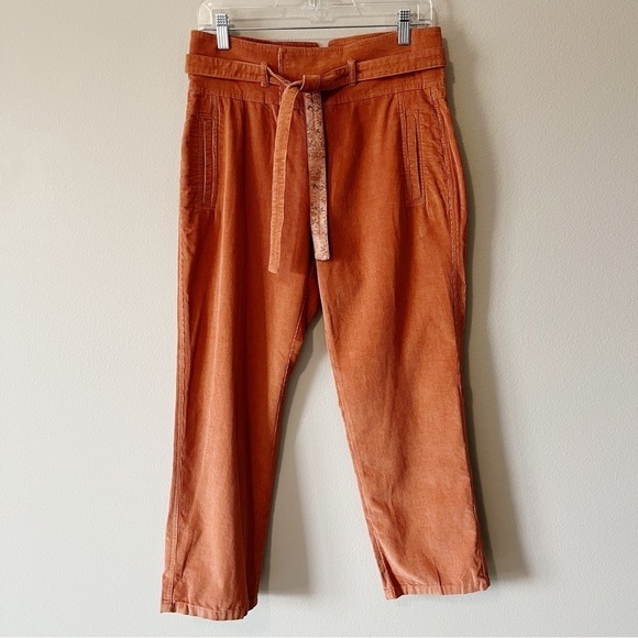 Sundance NWOT Emily Softest Corduroy Crop Pants w/ Tie Coral Size 8 - Picture 6 of 14